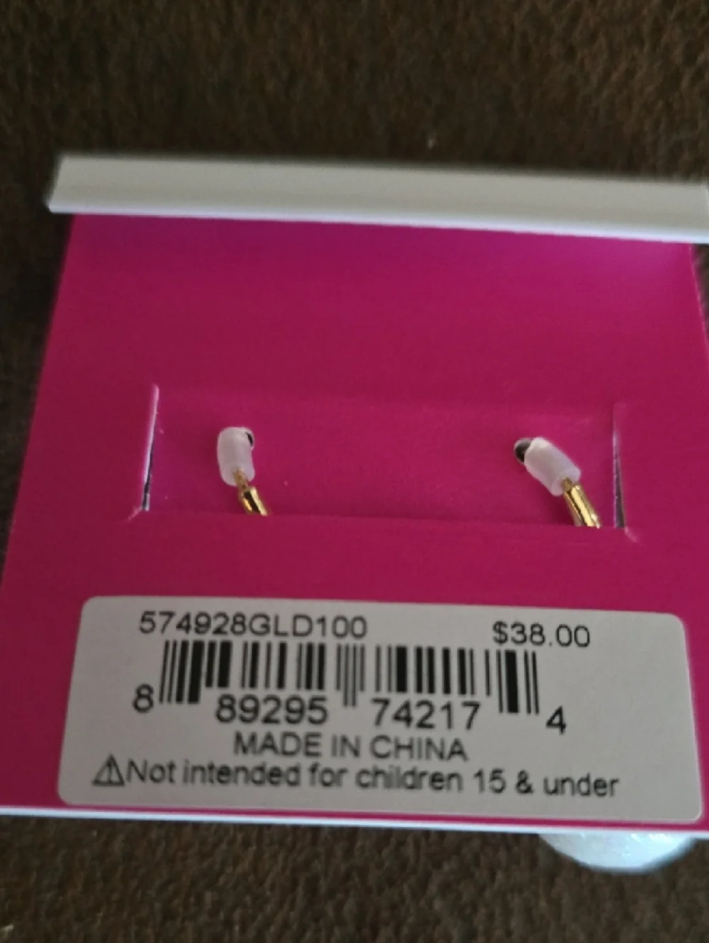 Betsey Johnson Pink Baseball Earrings - Picture 4 of 4